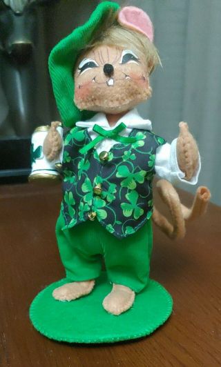 Annalee St.  Patricks Day Mouse Irish W/mug Shamrock Doll Vintage Leprechaun