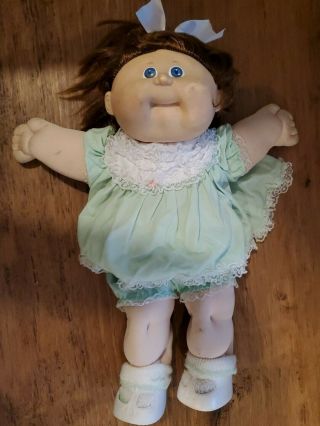 Vintage 1982 Cabbage Patch Kid Doll Htf Outfit Green Dress And Bloomers