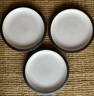 Vintage 3 Heath Ceramic Rim Shape 11.  25” White Brown Dinner Plate California Mod
