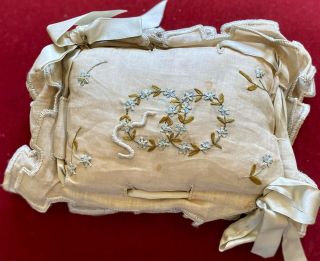 Antique Doll Cotton Pillow For French Or German Bisque Doll