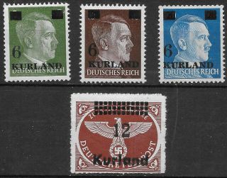 Germany Third Reich Kurland Over Print Complete Set 1945 Mnh