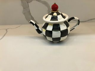 Mackenzie Childs Courtly Check Ceramic Teapot Salt Pepper Set Gift Box