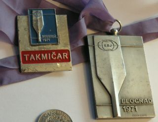 1971 Icf Canoe Sprint World Championships Participation Medal,  Pin Yugoslavia.