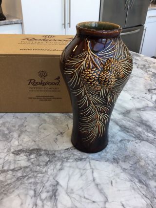 Rookwood Pottery Arts And Crafts 9 1/2” Tall Brown Pinecone Vase
