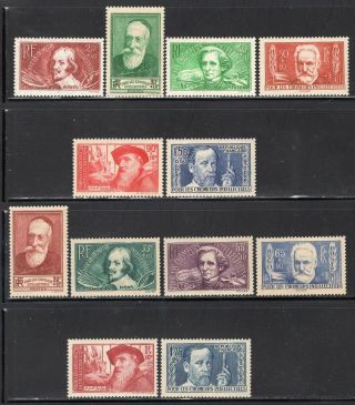 France 1936 - 38 Famous Frenchmen Both Charity Sets Of 6 Mnh B48 - 59 Cv$143