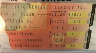 1985 Deep Purple Girlschool Concert Ticket Stub Providence Ri March 5 Mtvspecial