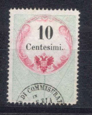 Austria Italy Lombardy Venetia 10 Centisimi Revenue Fiscal Stamp Marca Da Bollo