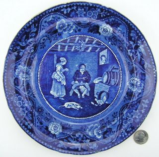 Staffordshire Dark Blue Transferware Pearlware Plate Sancho Panzas Debate Teresa