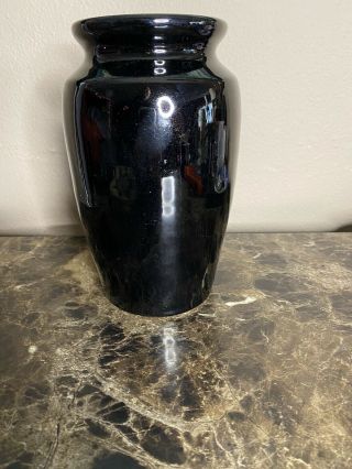 Bauer Pottery Fred Johnson 7 - 1/2” Hand Turned Vase Black Glaze