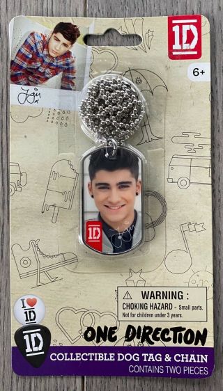 1d - One Direction Collectible Dog Tag & Chain With Zayn Malik By Global - Nip