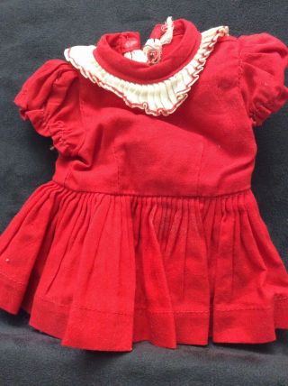 Vintage Dress For 10” Tiny Terri Lee Tagged Red White Trim