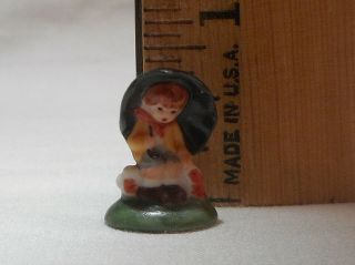 Vintage Carol Pongracic Dollhouse Miniature Girl With Umbrella Figurine