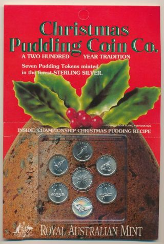 Australia: Royal Australian 7 X 925 Silver Christmas Pudding Coin Token