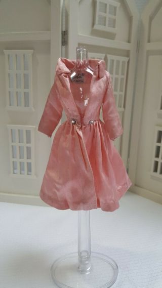 Vintage Barbie " Satin Coat " Light Pink Satin Evening Coat W/2 Diamond Buttons