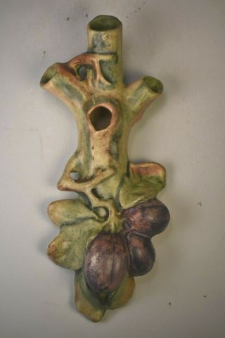 Weller Woodcraft Wall Pocket.  9 " Tall.  Tree Branch With Fruit.  1920s.  Sweet.