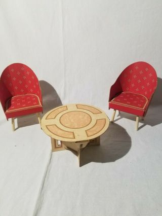 Vintage 1962 Mattel Barbie Fashion Shop Cardboard Furniture Table And Chairs