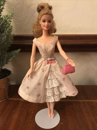 Vintage Barbie Doll Dress 931 “garden Party” Dress,  Euc