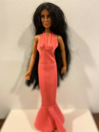 Vintage 1975 Mego Cher Celebrity Doll Long Eyelashes & Rare Orig.  Stand Shoes