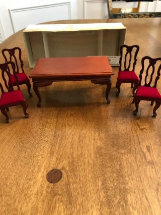 Vintage Bombay Company Miniature Doll House Furniture Dining Table & 4 Chairs In