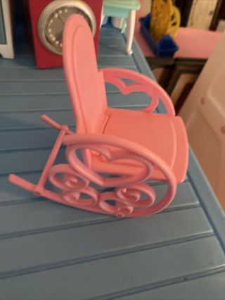 Vintage Little Tikes My Size Barbie Dollhouse Heart Pink Rocking Chair