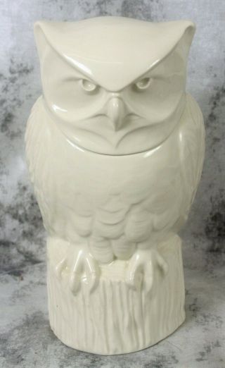 Hall China Pottery White Ceramic Owl Cookie Jar Reissue Schreckengost