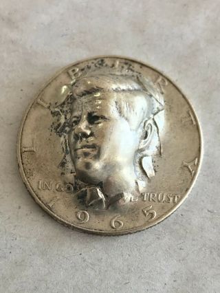1965 Silver Kennedy Half Dollar 3d Pop - Out Repousse Coin Alvin Hutson 1966