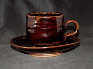 Shoji Hamada Style Pottery Mashiko Tea Cup Saucer Warren Mackenzie Bernard Leach
