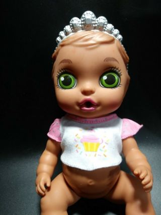 Zapf Creation Baby Doll Molded Hair 12 " Drink & Wet Princess Tiara Crown Alive