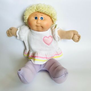 Cabbage Patch Kids Girl Baby Doll 1985 Coleco Blond Hair Blue Eyes Orig.  Outfit
