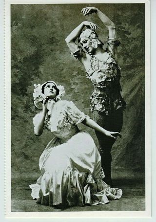 Karsavina Nijinsky Russian Ballet Dancers,  Paris,  1911 Reprint Photo Postcard
