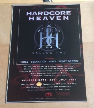 Hardcore Heaven.  Volume 2.  Poster.  Hixxy.  Seduction.  Album Advert.  Rare.  Uk Post