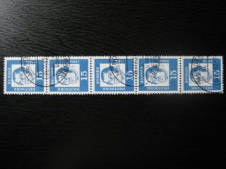 Germany Mi.  351x R Scarce Stamp Strip Of 5 W/ Coil Number Cv $95.  00