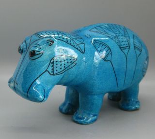 Vintage Bitossi Aldo Londi Raymor Italian Rimini Blue Hippo Mma Ceramic Figurine
