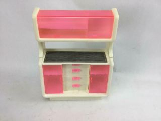 1978 Mattel Barbie Dream Furniture 2470 Dining Buffet China Cabinet Pink