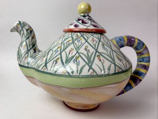 Mackenzie - Childs Pottery Bearded Iris Large Teapot