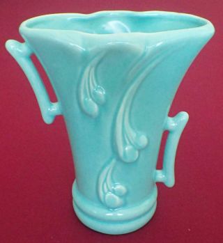 Antique Large Gonder Art Deco Green Turquoise Vase Art Pottery 8.  5 "