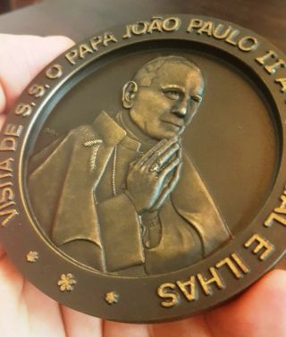 Art bronze medal Pope John Paul II visits Portugal and the Islands 3