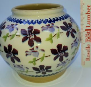 Vintage Nicholas Mosse Ireland Art Pottery Vase Clematis Pattern 5 1/4 " Tall