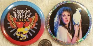 Stevie Nicks Pin Button Set Cockatoo Parrot Photo Holographic Fleetwood Mac Rare