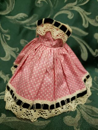 Vintage Vogue 10 1/2 " Jill Doll Tagged Dress 1959 3216 Pink Polka Dot