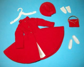 Vintage Skipper Dress Coat 1964 Complete Fashion 1906 Matches Barbie Red Flare