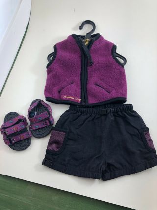 American Girl Retired Girl Of Today Camping Outfit 2001 Vest,  Shorts And Sandals