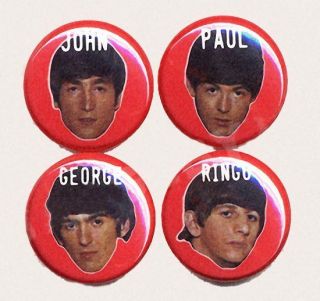 The Beatles Set Of Four 25mm Badge Button Pins