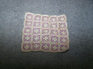 1:12 Dollhouse Miniature Hand Crocheted Baby Blanket Pink Beige