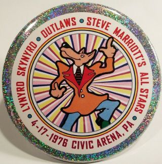 Lynyrd Skynyrd Jumbo Pin Button The Outlaws Steve Marriott 1976 Civic Arena Show