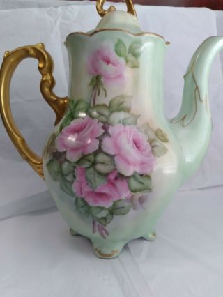 SCHWARZENHAMMER Bavaria Germany Handpainted Porcelain Teapot/Sugar Bowl 2