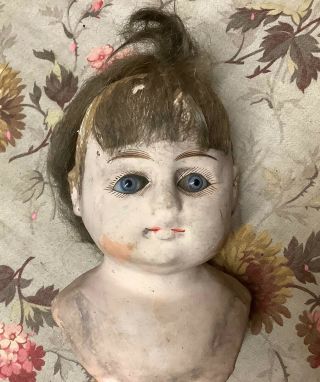 Antique Vintage Paper Mache Composition Doll Head Germany Glass Eyes Tlc