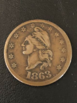 1863 Civil War Token Capped Bust I O U 1 Cent Siegel Die 1 - 391 R1 Oce297