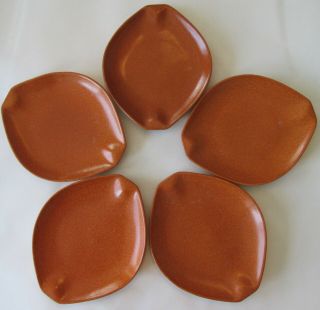 Set 5 Bread Butter Plates Vintage Roseville Art Pottery Terra Cotta Raymor Exc
