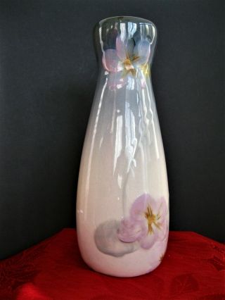 Antique Weller Etna 10 ½” Bulbous Vase – Hibiscus Flowers